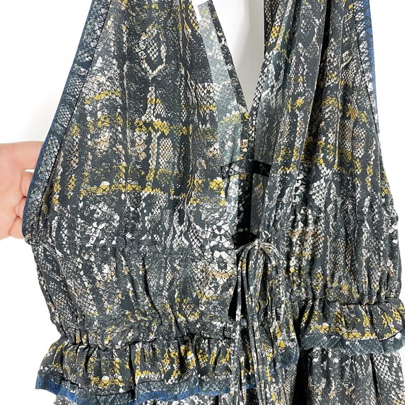 IRO Toledo Snake Print Halter Top Silk Sz‎ 34 EU / 2 US Ruffle Hem V-Neck - Picture 4 of 10